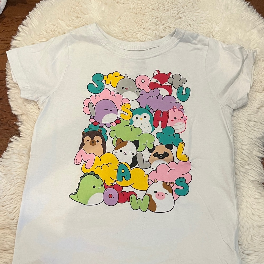 Squishmallows White T-Shirt with Colorful Animal Design